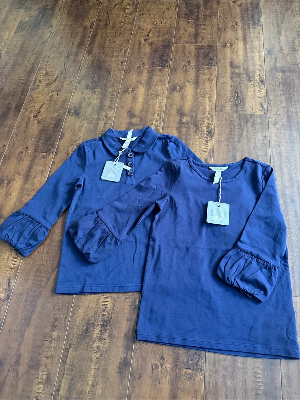 Matilda Jane Navy Long Sleeve Ruffle Cuff Tops - Set of 2